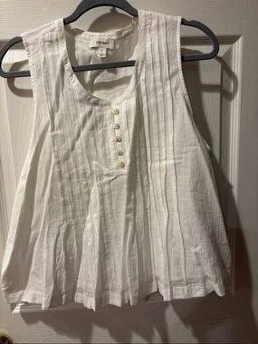 Pintuck White Sleeveless Button-Front Camisole